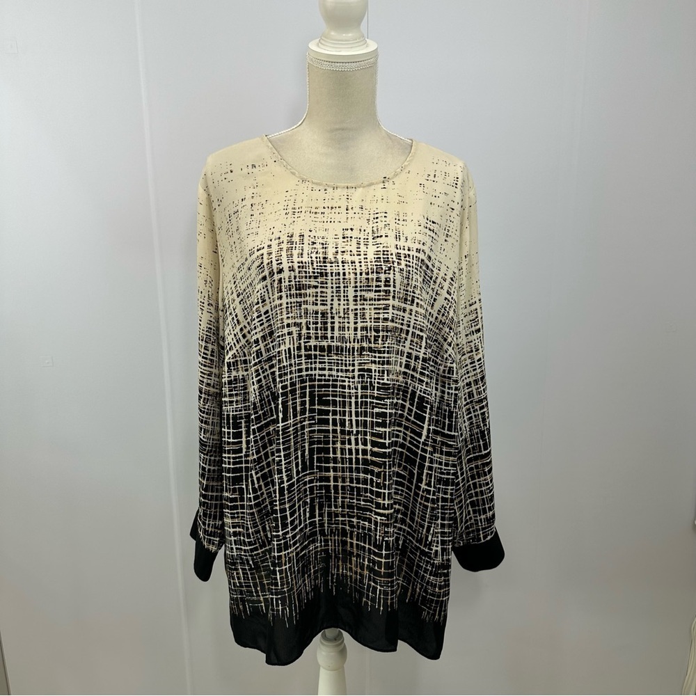 Vince Camuto Plus Size 3X Ivoryy Black Abstract Top